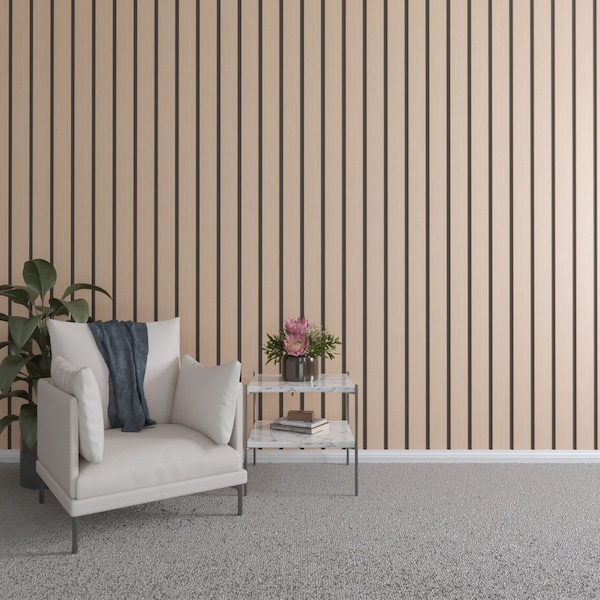 Ekena Millwork 94H x 3/8T Adjustable Wood Slat Wall Panel Kit w/ 4W Slats, Alder contains 11 Slats SWW55X94X0375AL - main